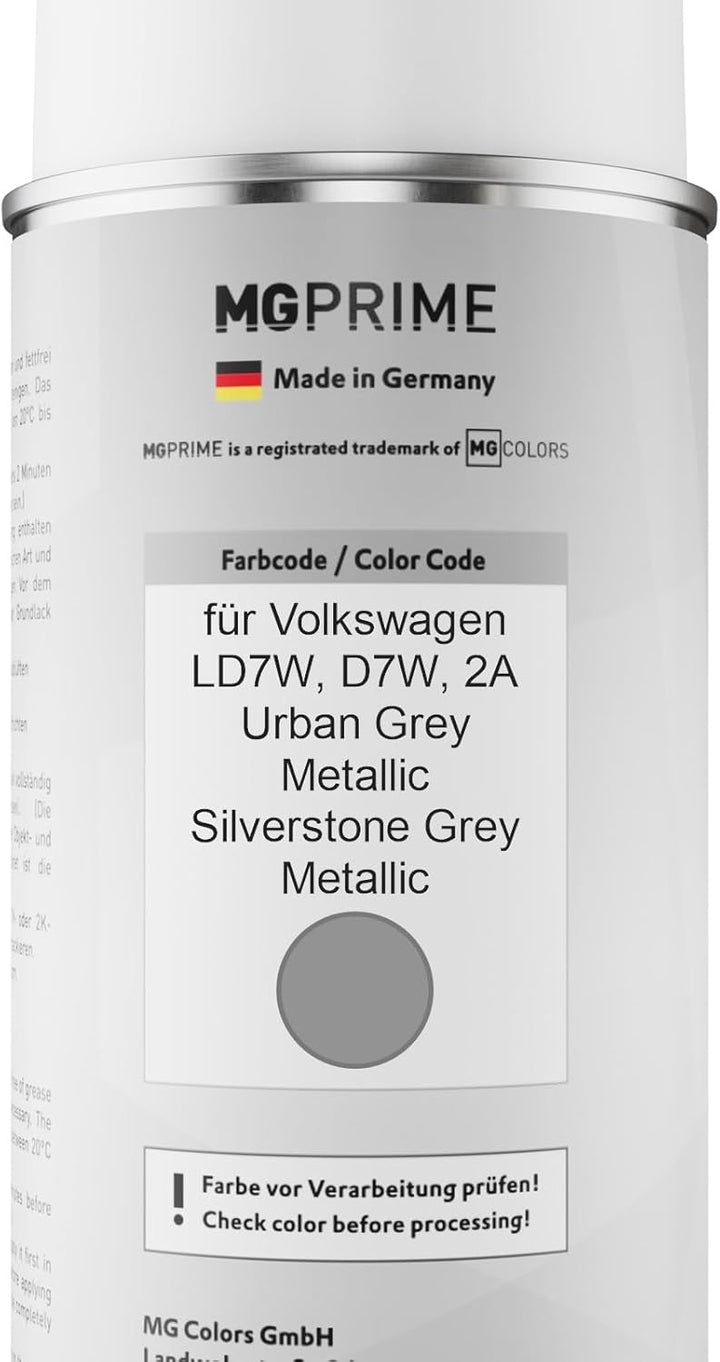 MG PRIME Autolack Sprühdosen Set für Volkswagen VW LD7W / D7W / 2A Urban Grey Metallic/Silverstone G