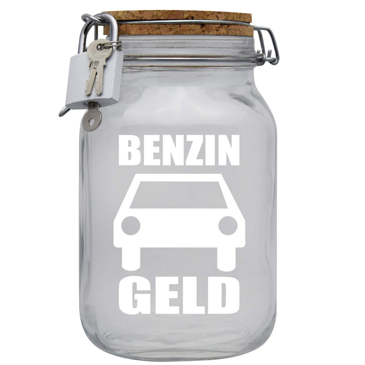 Spardose Benzin Geld Geschenk Idee Transparent XL