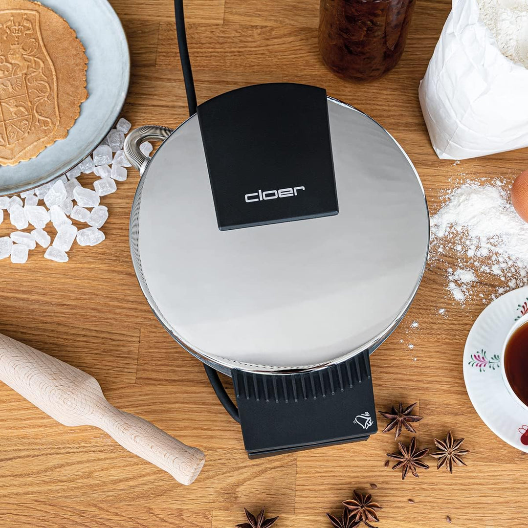 Cloer 285EF Hörncheneisen mit Ostfrieslandwappen für hauchdünne, knusprige Hörnchen, 800 W, Backfläc