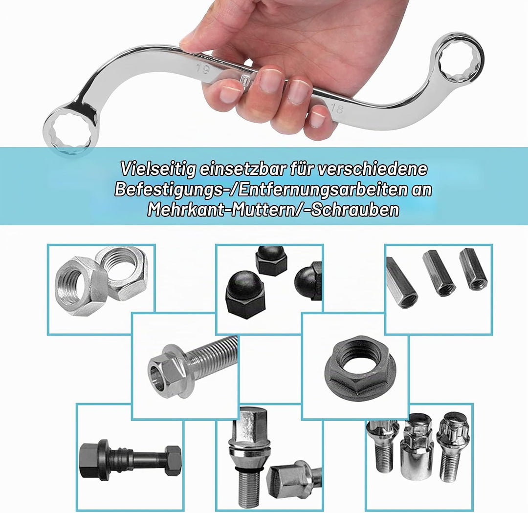 DURATECH Doppelringschlüssel-Satz, S-Form Ringschlüssel Schraubenschlüssel Set, 5-teilig, Metrisch,