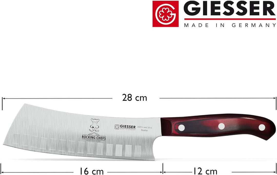 GIESSER seit 1776 - Made in Germany - Japanisches Kochmesser 16 cm, Kullenschliff Rocking Chef, Prem