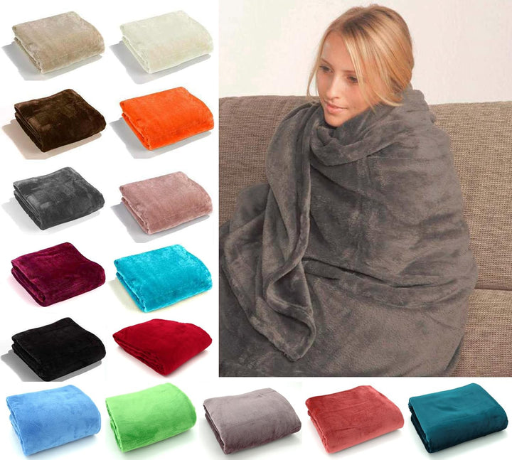 grosse super weiche Kuscheldecke XL HxB 150x200 cm in hellblau Microfaser Flanelldecke kuschelig war
