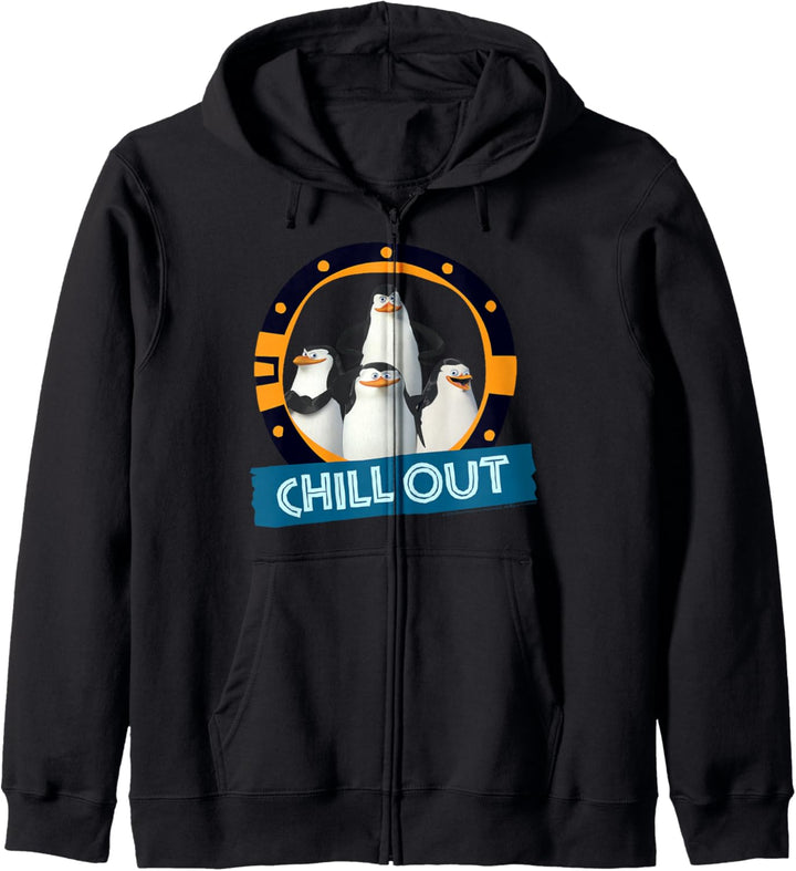 Madagascar Penguins Chill Out Text Poster Kapuzenjacke