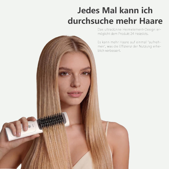 Glättbürste Kabellos,3 in 1 Haarglätter Bürste mit Millionen Negative Ionen,Haarglättungskammmit 3 m