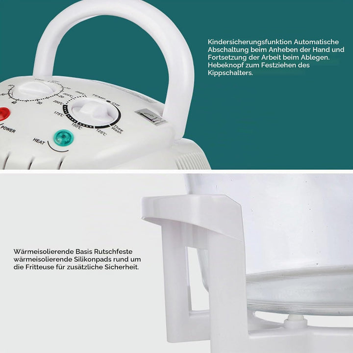 Glas-Luftfritteuse, 360 Grad Sichtbare ölfreie Lebensmittelfritteuse, 12 L Elektrische Fritteuse mit