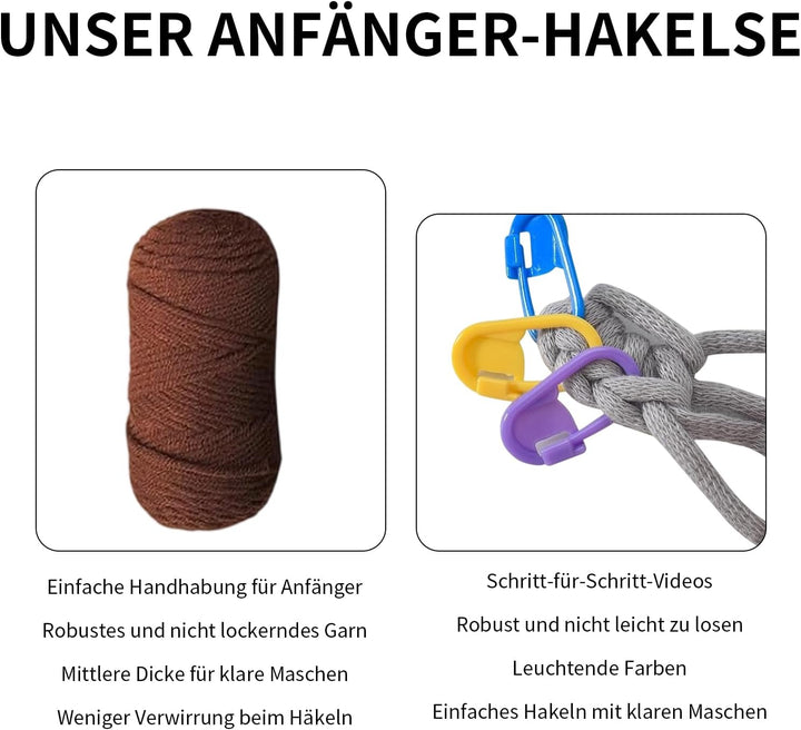 SHYSBV Häkelset für Anfänger Set- Tier Kit mit Dackel, komplettes Garn Set mit Häkelnadeln, Zubehör