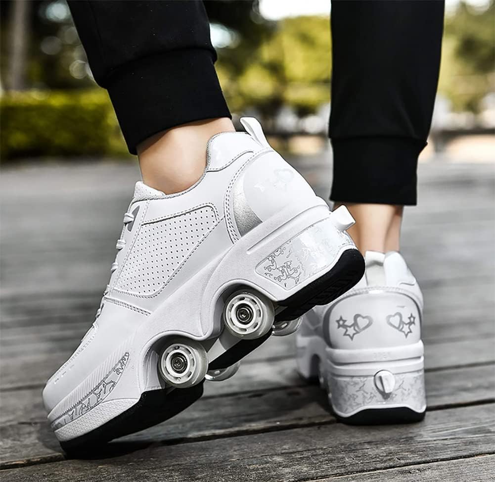 LDRFSE Schuhe mit Rollen, Rollschuhe Skateboard Schuhe Kinderschuhe Mit Rollen Skate Shoes Rollen Sc