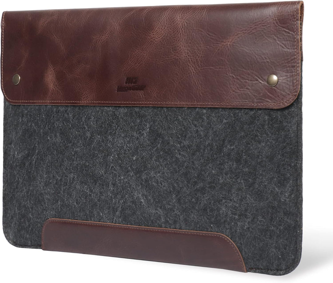MegaGear MacBook-Tasche aus echtem Leder und Fleece, Laptop-Hülle für MacBook Pro und MacBook Air Hü