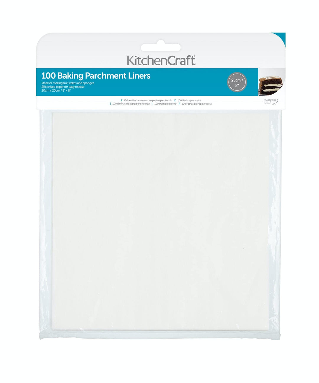 KitchenCraft Silikon-Backpapier, Viereckig, 100 Backpapiere, Backpapier mit Silikonbeschichtung, für