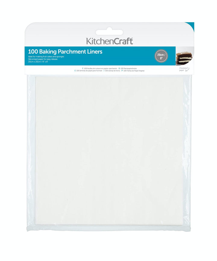 KitchenCraft Silikon-Backpapier, Viereckig, 100 Backpapiere, Backpapier mit Silikonbeschichtung, für