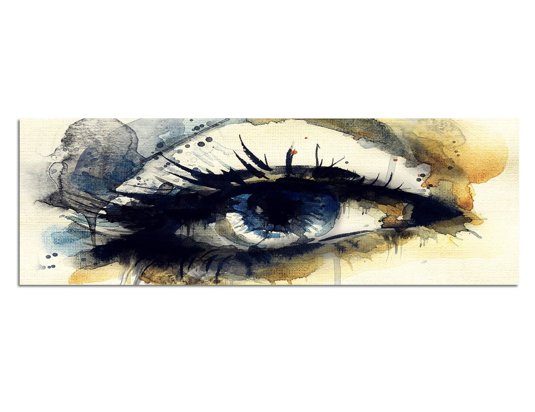 Paul Sinus Art Panoramabild auf Leinwand und Keilrahmen 150x50cm Gemälde Handmalerei Frau Auge
