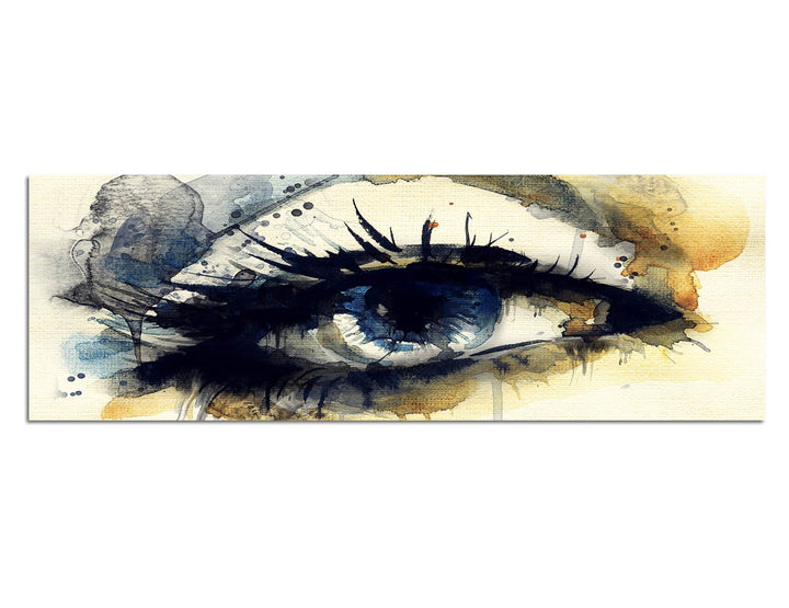 Paul Sinus Art Panoramabild auf Leinwand und Keilrahmen 150x50cm Gemälde Handmalerei Frau Auge