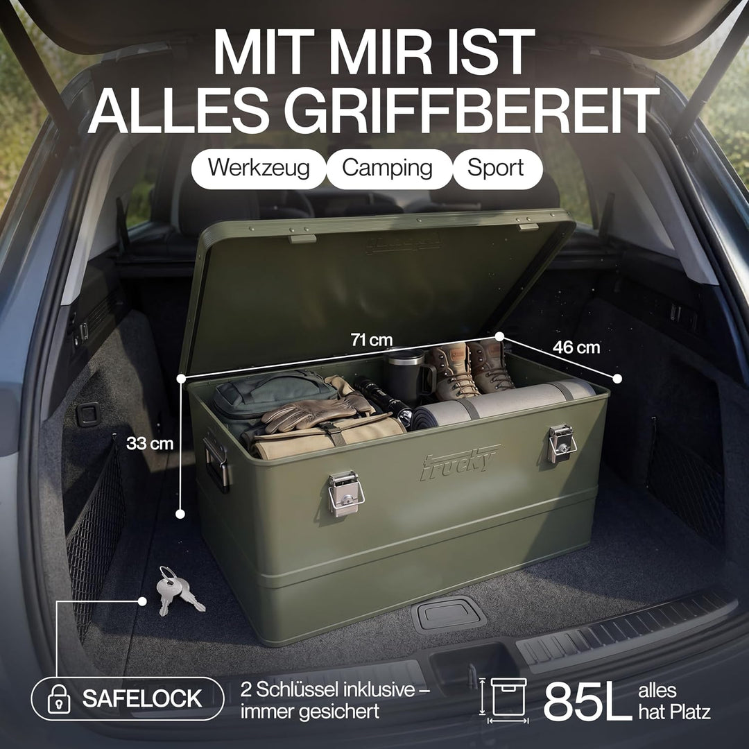 Aluminium Box mit Deckel Grün Alu Kiste Box Alukiste 85 Liter Transportbox Metallbox Alu Aufbewahrun