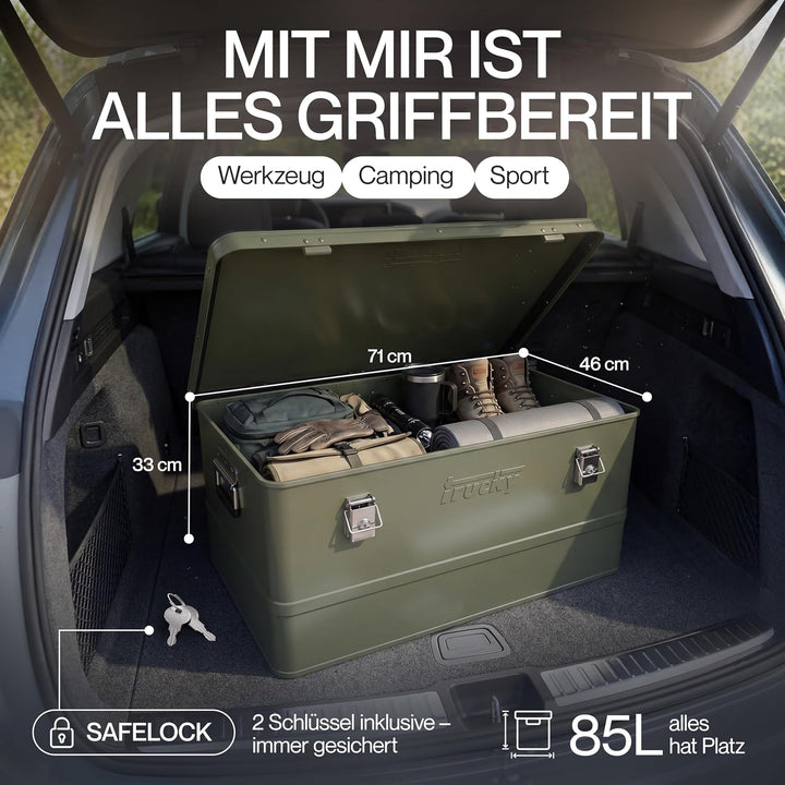 Aluminium Box mit Deckel Grün Alu Kiste Box Alukiste 85 Liter Transportbox Metallbox Alu Aufbewahrun