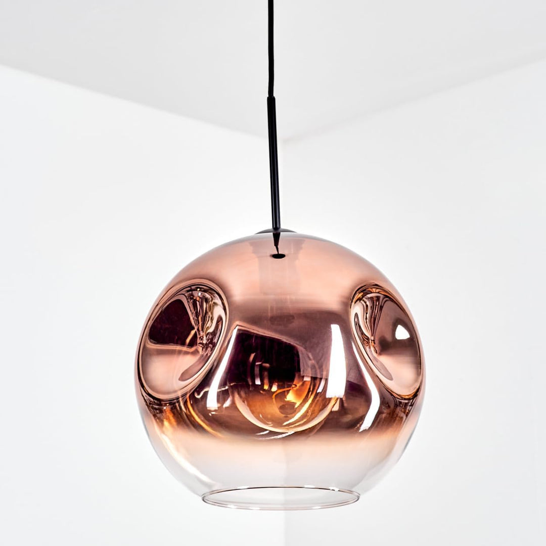 HOFSTEIN Hängeleuchte Ripoll, 1-flammige Hängelampe aus Metall/Glas in Schwarz/Kupferfarben/Klar, mo