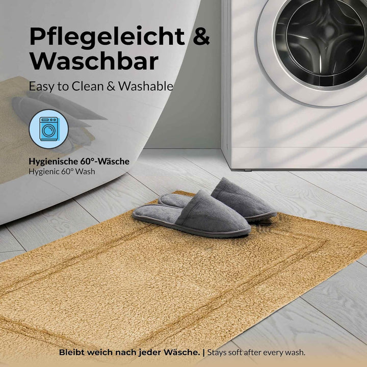 etérea Kiara Baumwolle Badematte, WC Vorleger Badvorleger Badteppich - waschbar100 Zertifiziert, wei