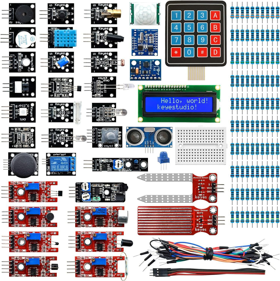 KEYESTUDIO 37-in-1-Sensormodul-Kit, kompatibel mit Arduino IDE, Raspberry Pi, elektronisches Starter