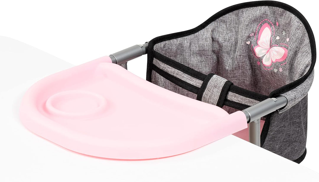 Bayer Design 65833AA Tischsitz für Puppen, Zubehör, grau Schmetterling, Jeans-Grey Butterfly, M pink