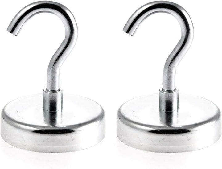 Magnetastico® | 2 Stück Neodym N35 Magnethaken 75 mm Ø | Haftkraft 164.0 Kilogramm | Wandhaken, Deck