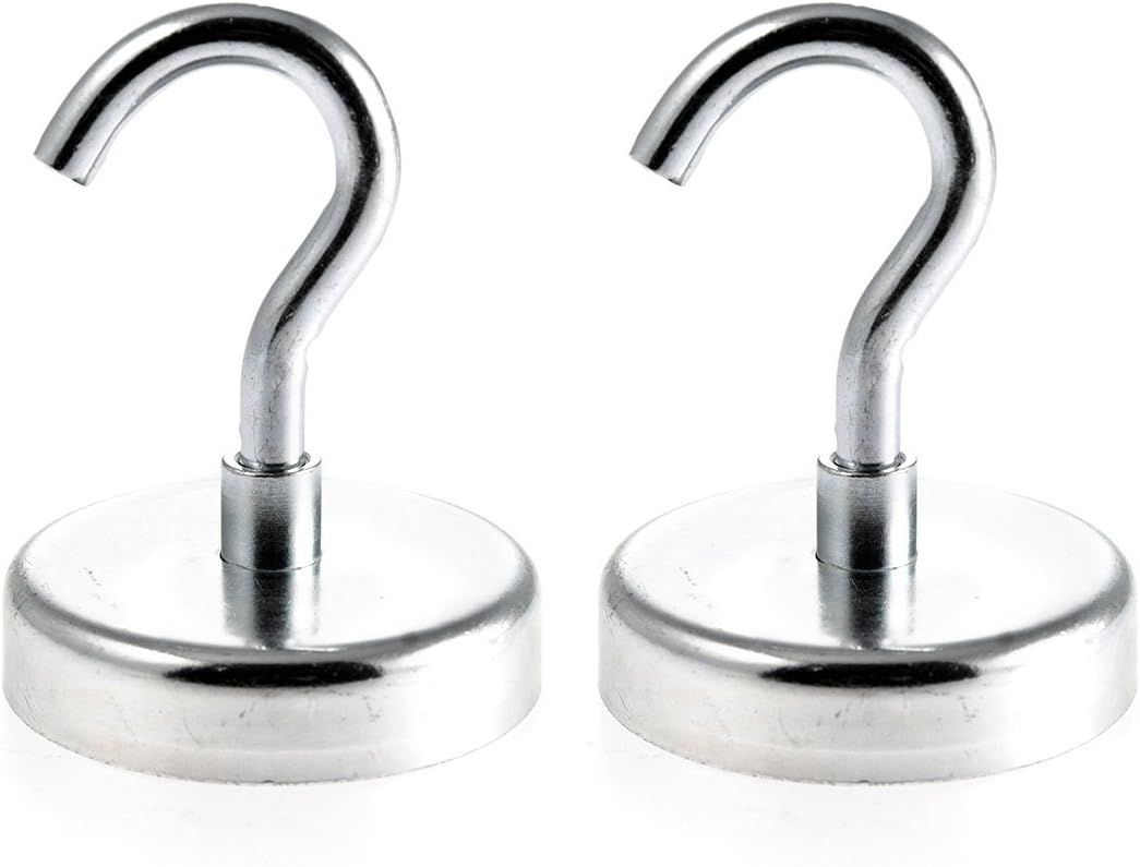 Magnetastico® | 2 Stück Neodym N35 Magnethaken 60 mm Ø | Haftkraft 113.0 Kilogramm | Wandhaken, Deck