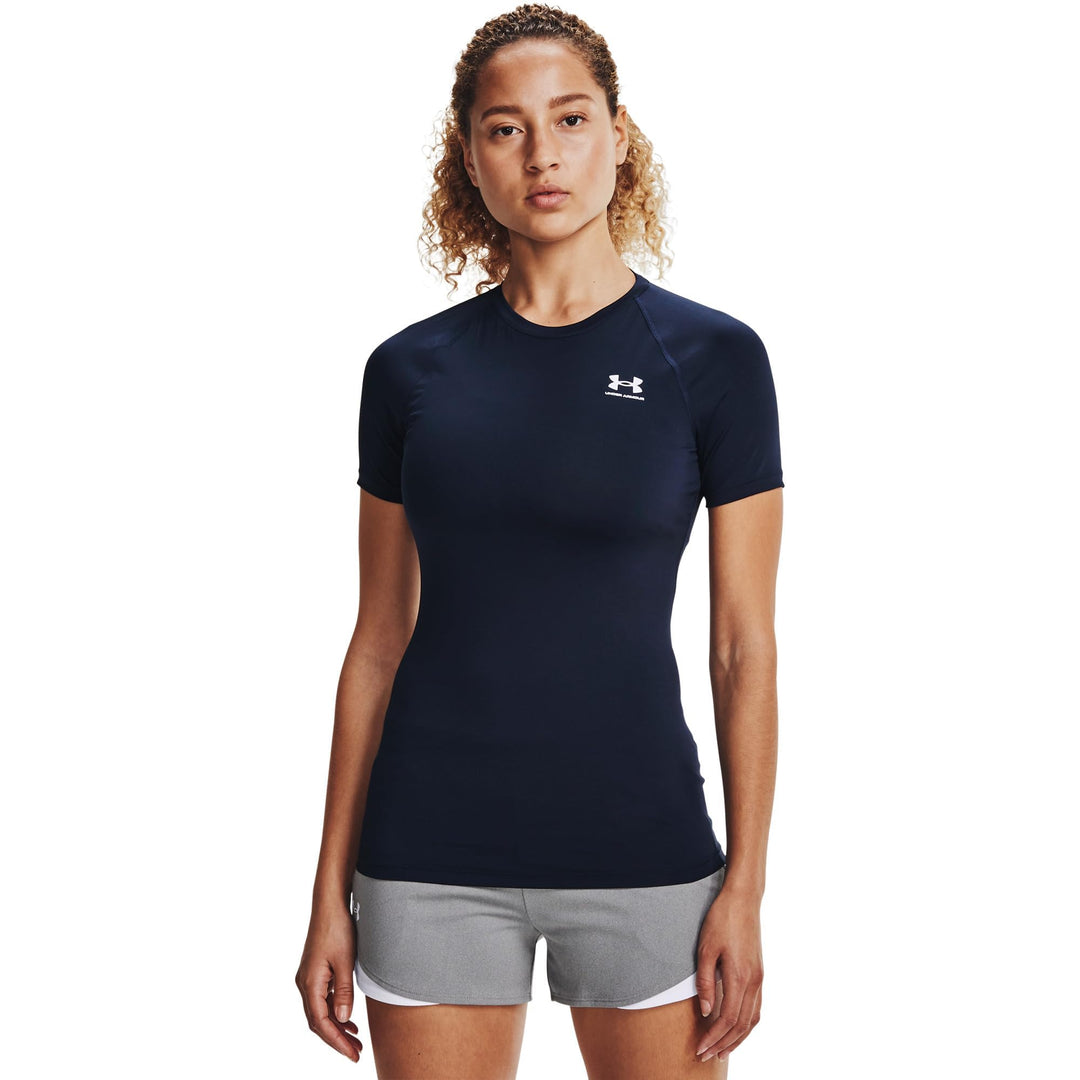 Under Armour Damen HeatGear Compression Short-Sleeve T-Shirt S Midnight Navy (410)/White, S Midnight