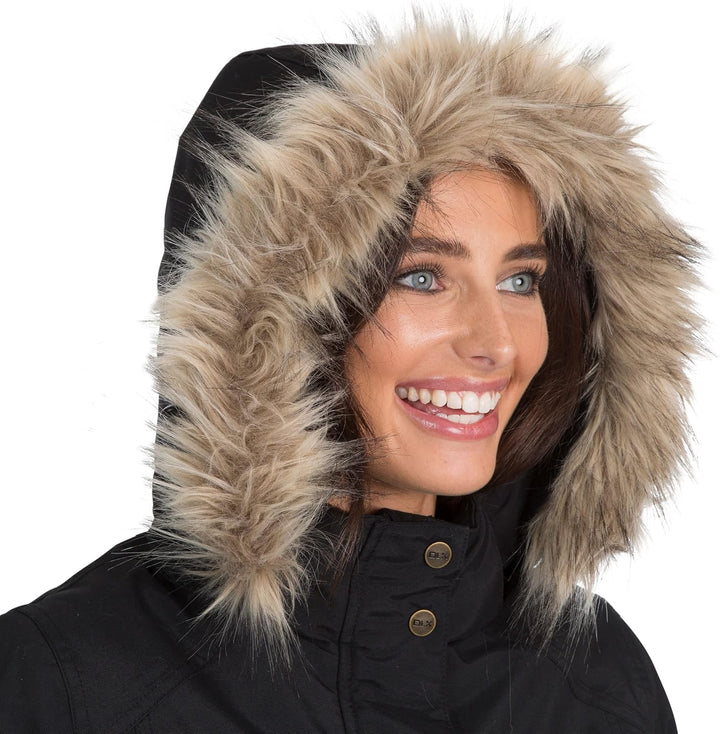 Trespass Damen Bettany Warme Lange Daunenjacke Mit Abnehmbarer Kapuze