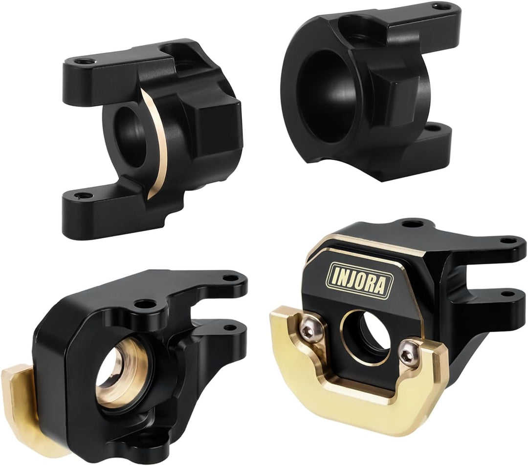 INJORA Vorder-Achse Lenkung Knöchel Träger C-Hub Messing Schwarzer Beschichtung Gegengewicht für 1/1