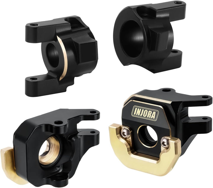 INJORA Vorder-Achse Lenkung Knöchel Träger C-Hub Messing Schwarzer Beschichtung Gegengewicht für 1/1