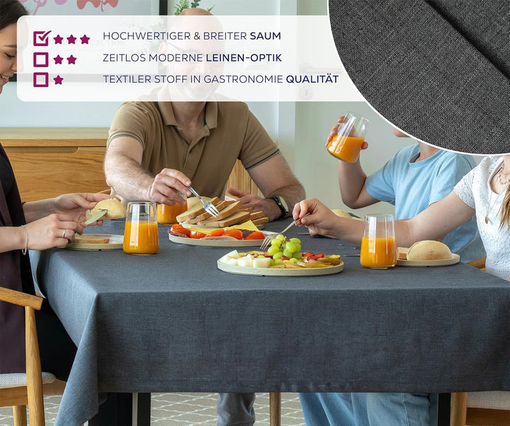 BEAUTEX fleckenabweisende und bügelfreie Tischdecke - Tischtuch mit Lotuseffekt - Tischwäsche in Lei