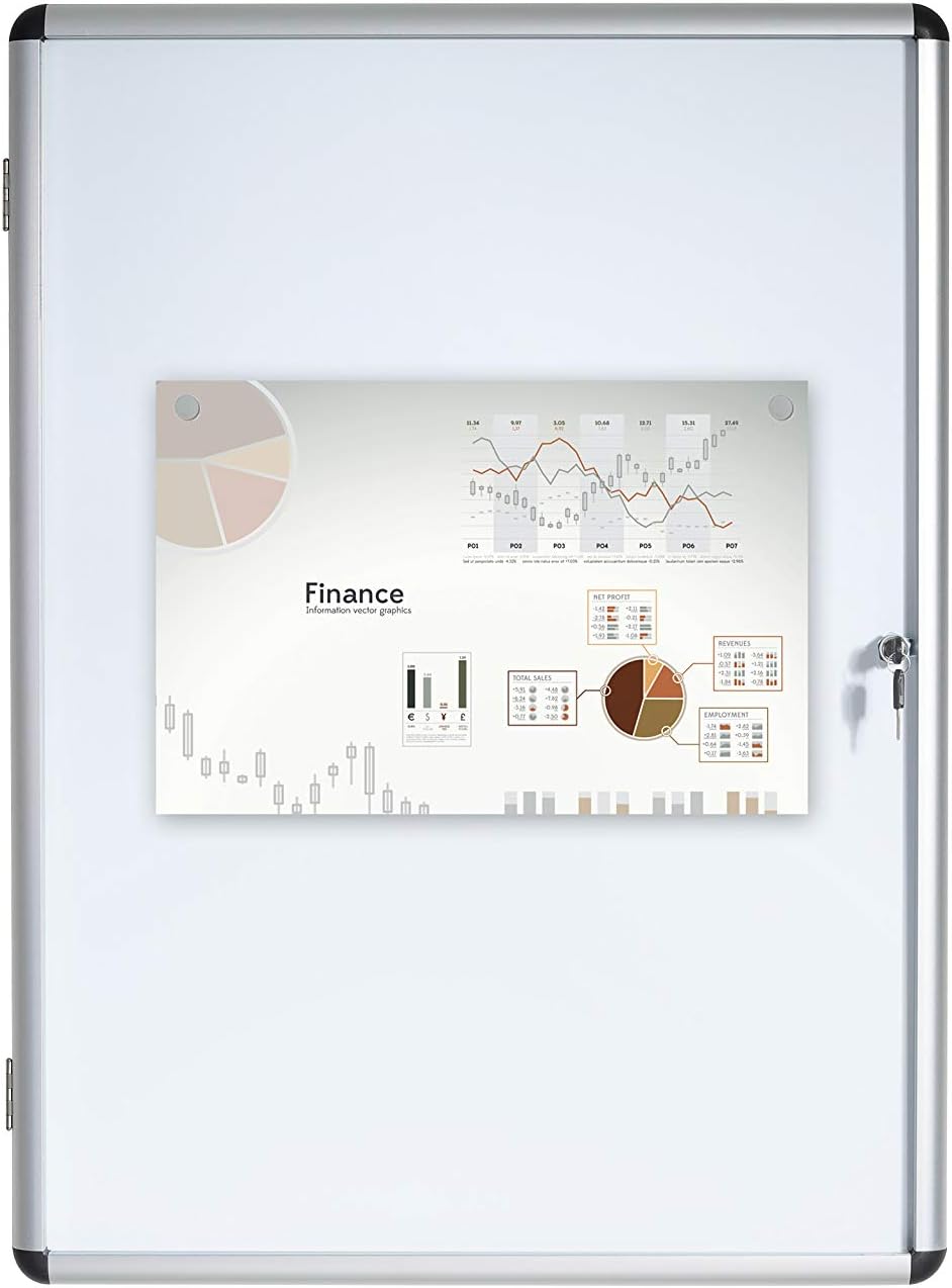 Bi-Office Schaukasten Vitrine"Enclore", Whiteboard, Mangetische Innenfläche, geeignet für 4 x DIN A4