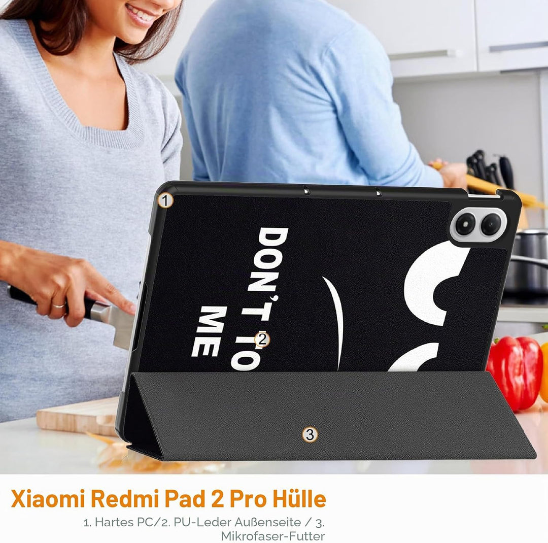 GIOPUEY Hülle Kompatibel mit Xiaomi Redmi Pad 2 Pro 12.1 2025, Flip Case [Bracket-Funktion] 360° Sch