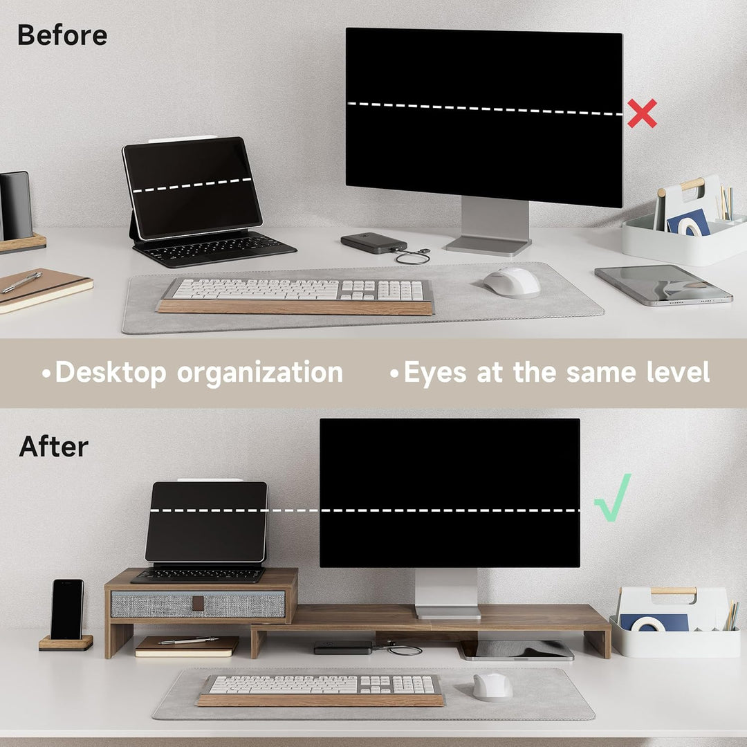 Fenge Dual Monitorständer Bildschirmständer mit Schublade für Computer TV Laptop, Monitorständer, Lä