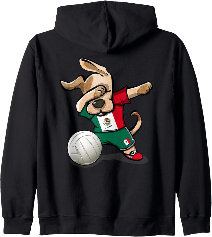 Tupfender Hund Mexiko Volleyball Mexikanische Flagge Sport Kapuzenjacke
