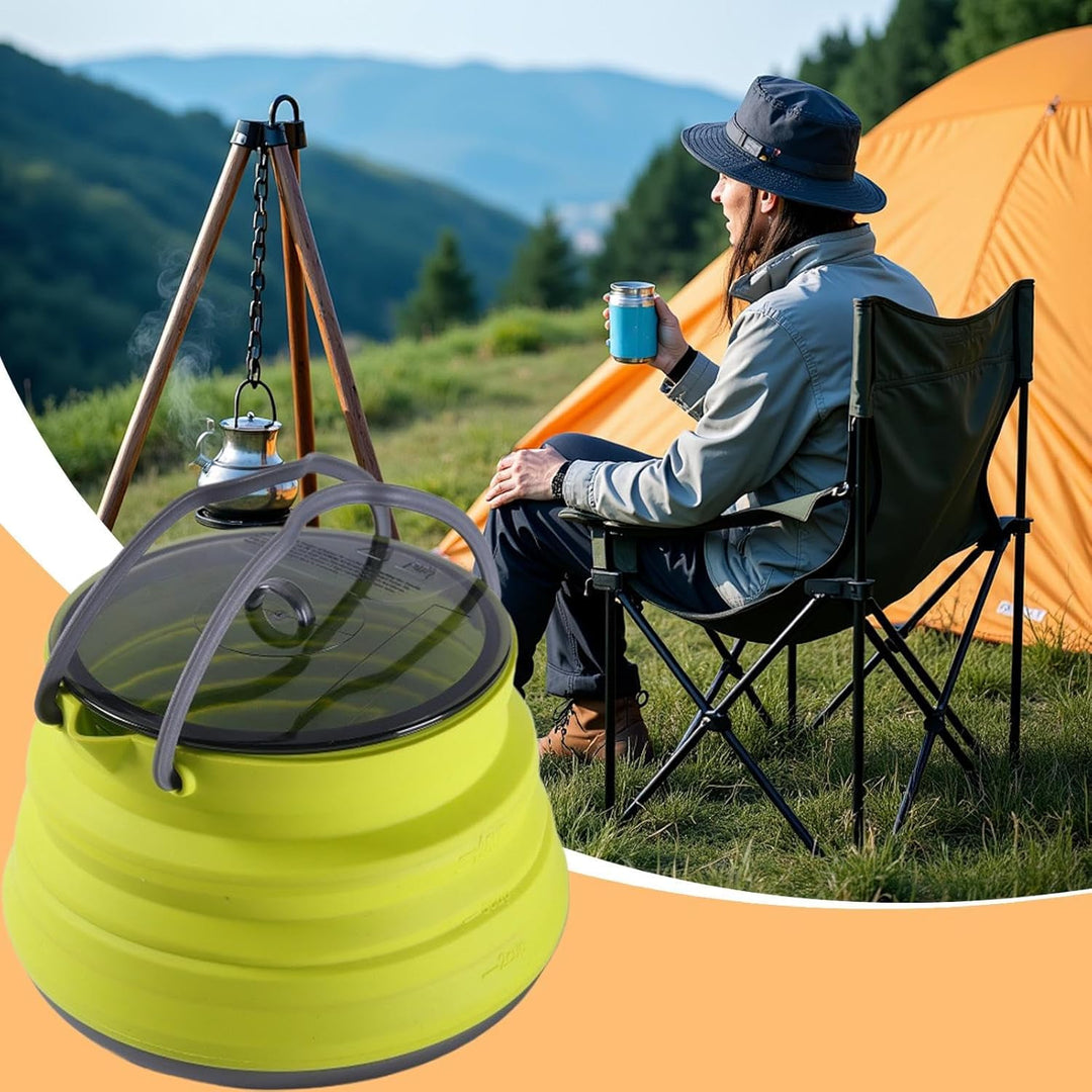 Silikon-Camping-Kochtopf, faltbarer Kaffeekessel, 1,5 l Wasserbehälter mit grossem Fassungsvermögen,