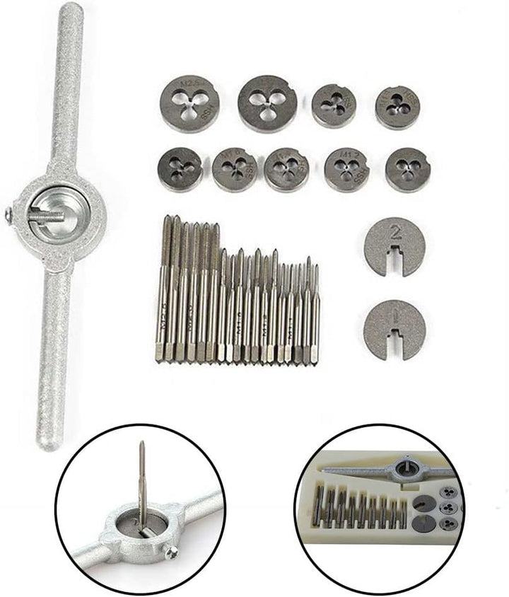 31 Stück M1-M2.5 HSS metrisches Gewindebohrer und Schneideisen-Set, Gewindebohrer, Gewindebohrer, Mi