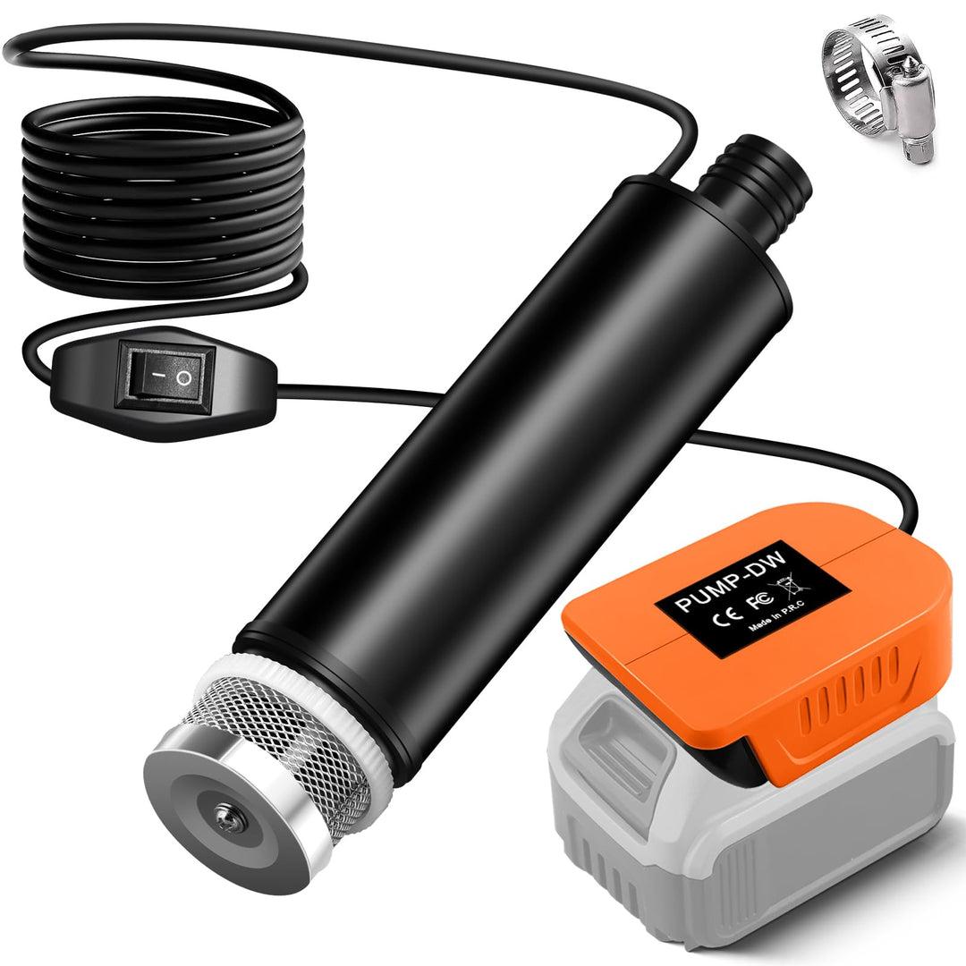 Tragbare Wasserpumpe Sumpfpumpe für DeWalt 18V 20V 60V Lithium Akku, 120W, 12V Regenfass Wassertrans