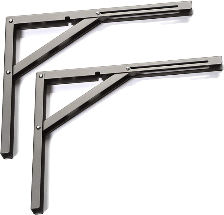 2 Stück SO-TECH® Klappkonsole Profi-Nr.1 L400 Länge: 390 mm/Höhe 300 mm Edelstahloptik matt (satin)
