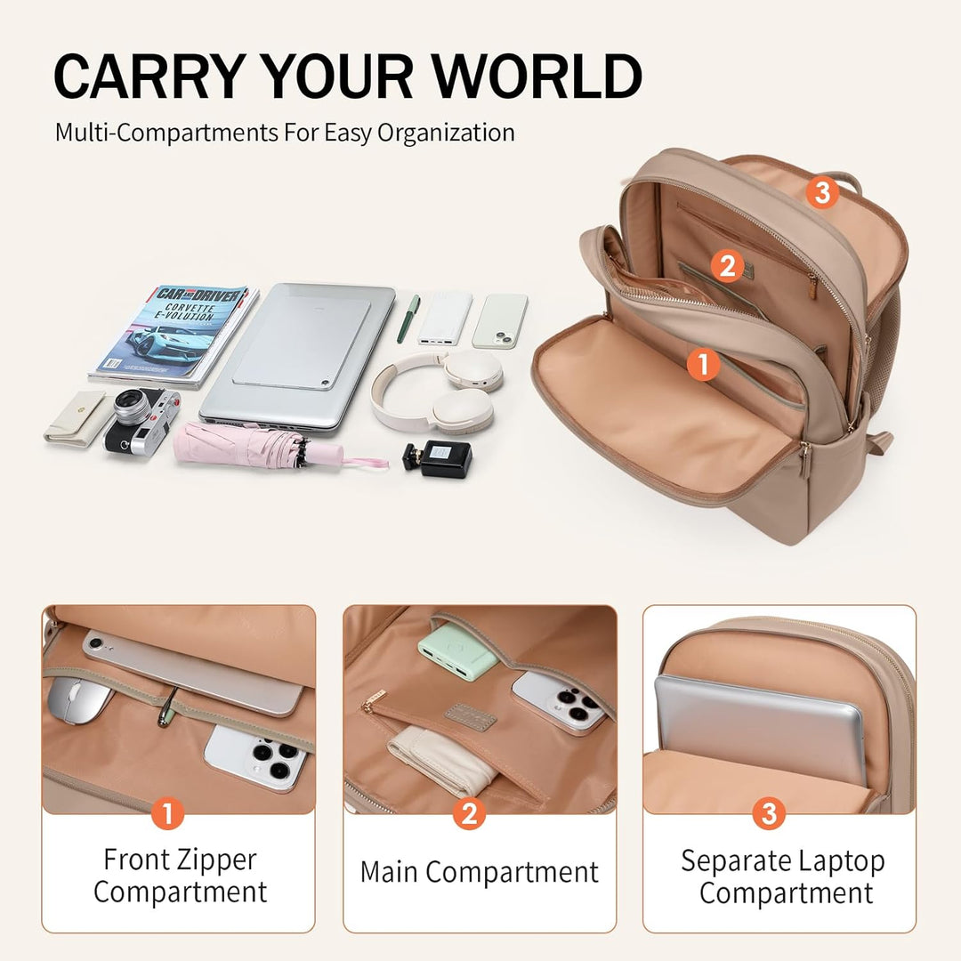 GOLF SUPAGS Laptop Rucksack für Damen Casual Daypack für Arbeit Reisen College Schulrucksack Handtas