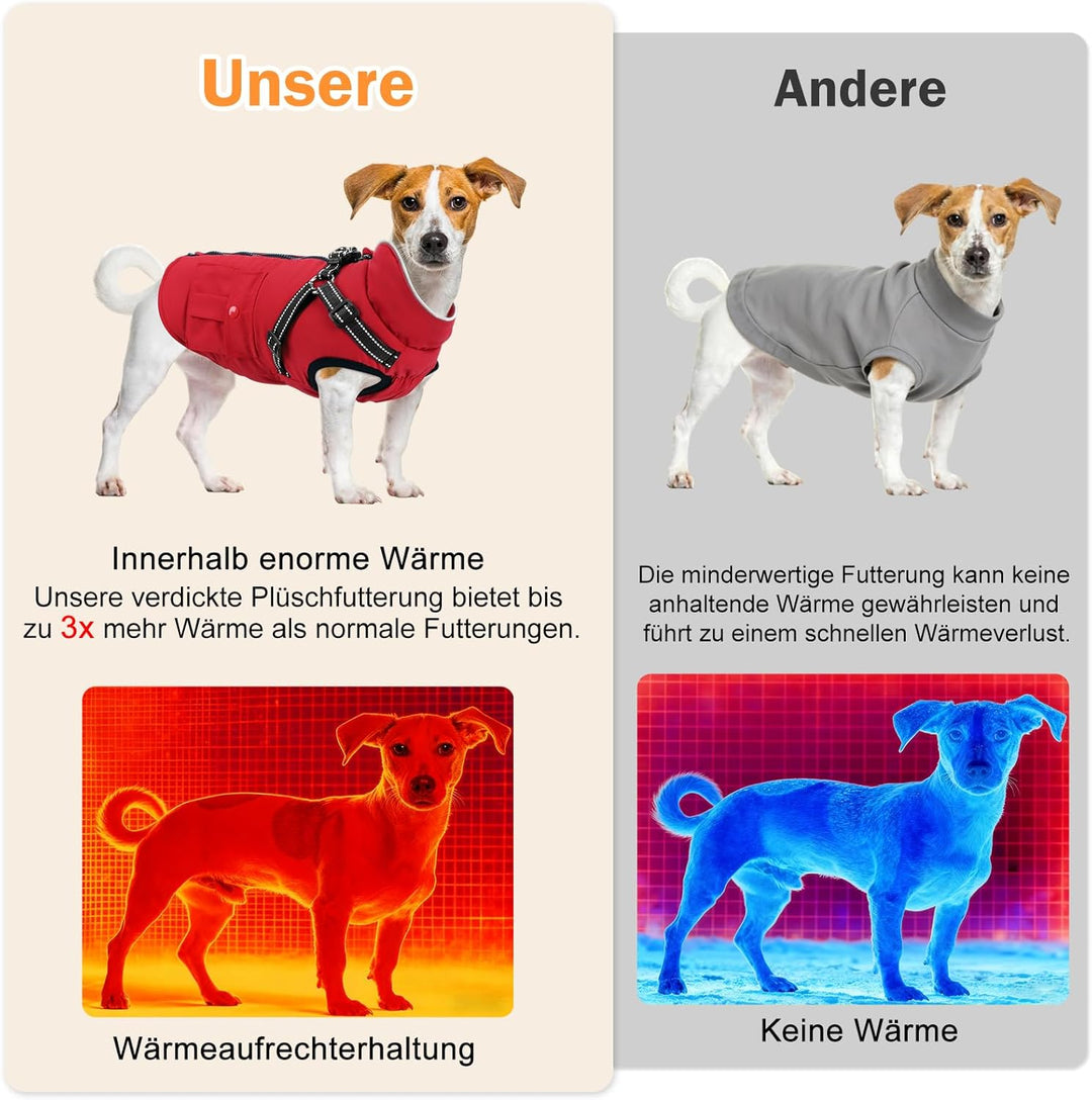 Woiil Hundejacke für mittelgrosse Hunde wasserdicht Hundemantel Winddicht Winterweste Reissverschlus
