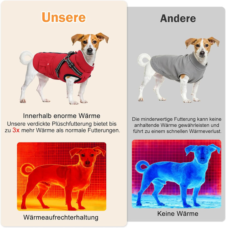 Woiil Hundejacke für mittelgrosse Hunde wasserdicht Hundemantel Winddicht Winterweste Reissverschlus