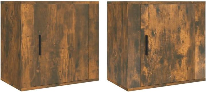 WIFESE Wand-Nachttische 2 STK. Räuchereiche 50x30x47 cm Nachtschrank Nachtkästchen Bedside Table Nig