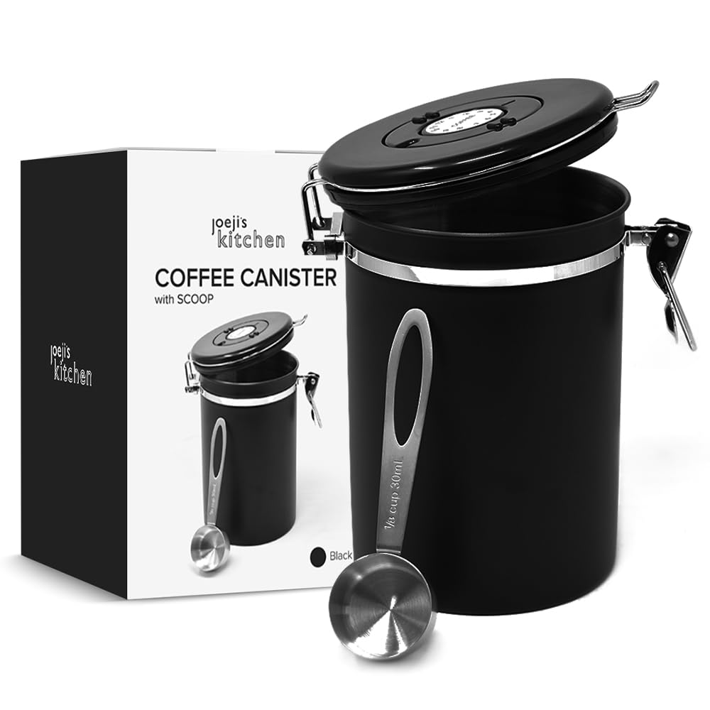 joeji's Kitchen Kaffeedose Luftdicht 1,8L - Kaffeebohnen Behälter aus Edelstahl - Vakuum Aromadicht