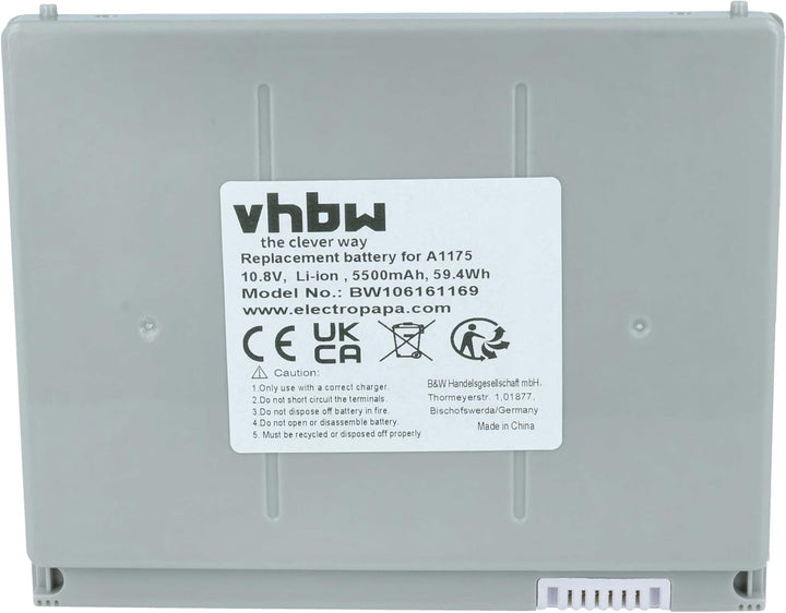 vhbw Akku Ersatz für Apple A1121, A1148, A1150, A1175, A1405, M9325, M9756, MA348 für Notebook (5500
