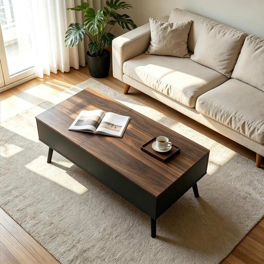 JanflyHome Höhenverstellbarer Couchtisch, Couchtisch mit Höhenverstellbarer Platte Lift Top, 2 Verst