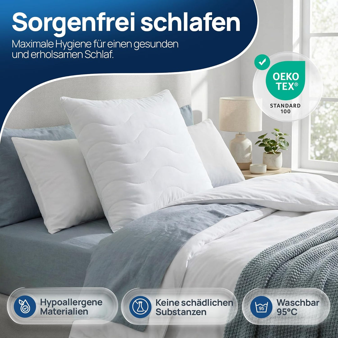 LILENO HOME Kopfkissen 80x80 cm [1er Set] MEDIUM mit 850g Kissen-Füllung - Bett oder Deko Kissen mit