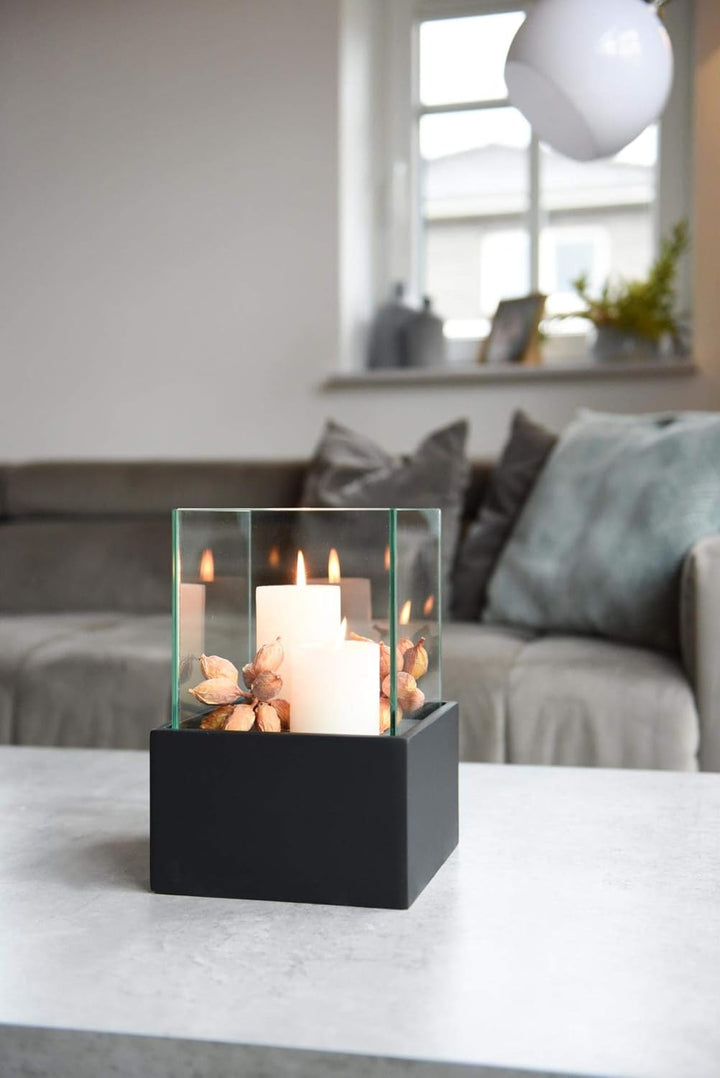 Deko-Windlicht Kerzenhalter viereckig CANDELITA - Schwarz Matt 20x20x29 20x20x29 Schwarz Matt, 20x20