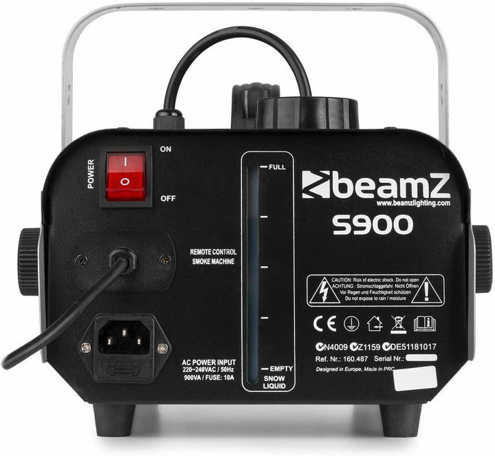 BeamZ S900 Nebelmaschine 900 Watt, Fogger, Party Rauchmaschine, Fog Machine, Kabelfernbedienung, 2,5