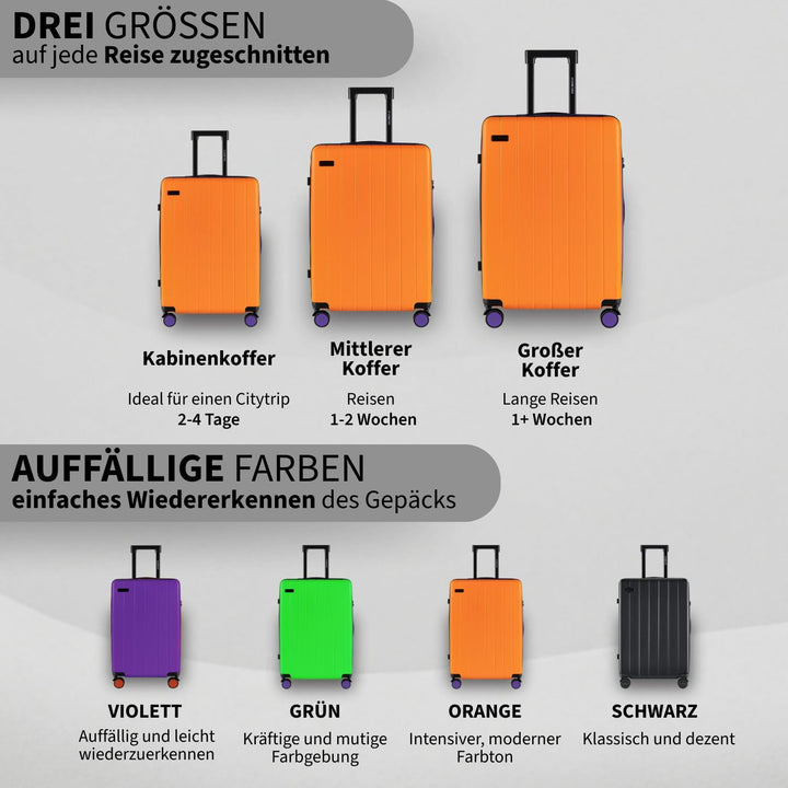 ETERNITIVE - Koffer Reisekoffer Hartschale aus ABS |Reisetrolley Leicht mit 4 Zwillingsrollen 360° |