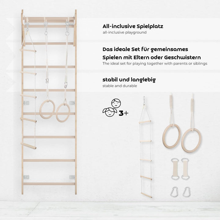 MAMOI® Kletterbogen mit rutsche, Kletterdreieck, Baby Klettern, Klettergerüst aus Holz, Holzbogen fü