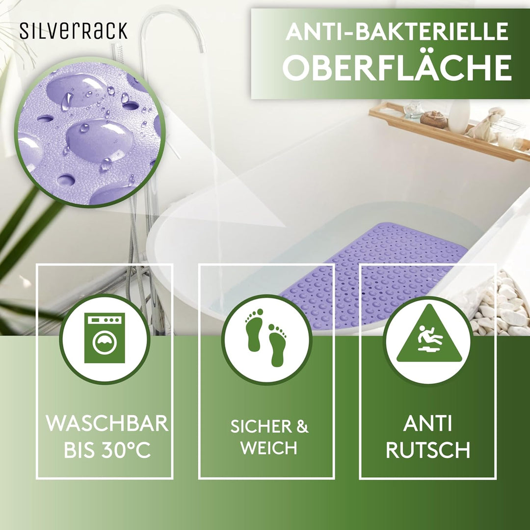 Badewannenmatte 100x40 cm (Lavendel) - Antirutschmatte Badewanne BPA frei für Kinder und Babys - Dus